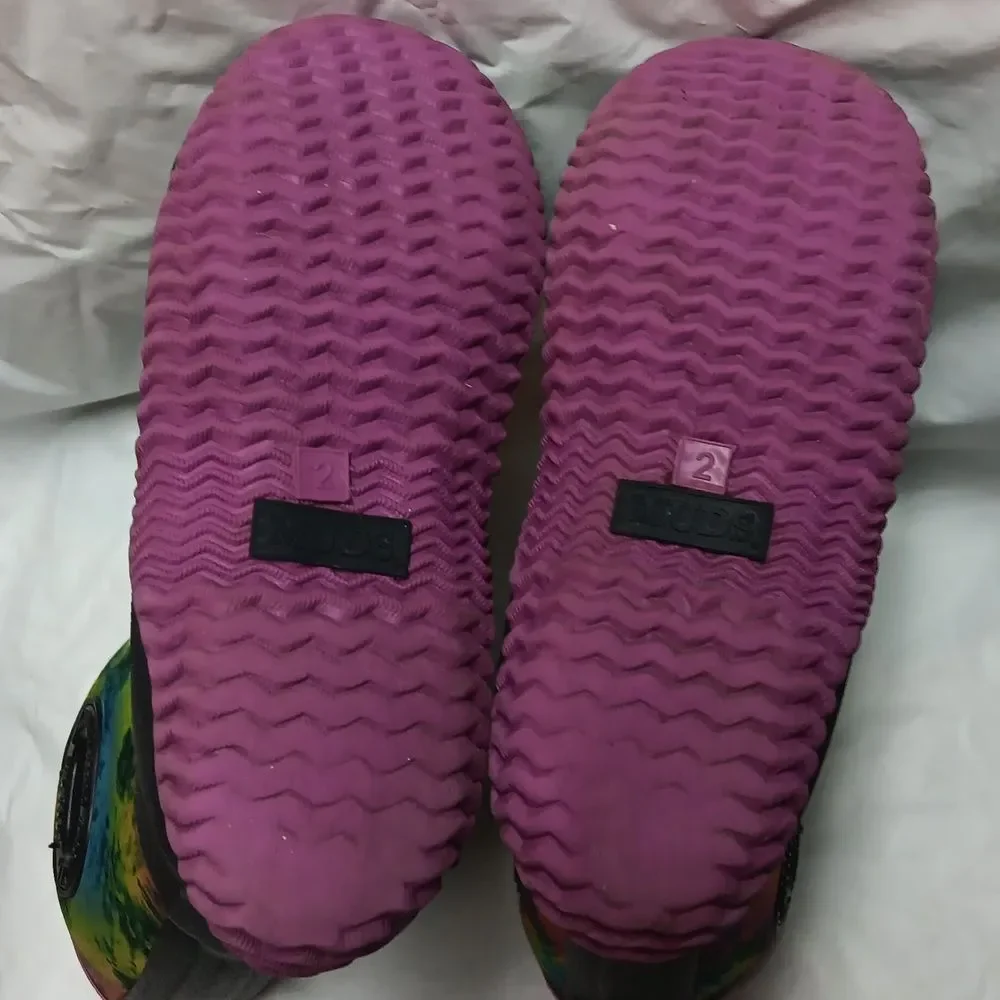 Muds Noble Outfitters Kids' Black and Purple Rain & Snow Boots Youth Size 2